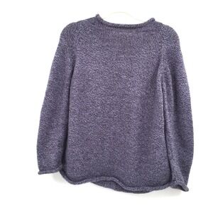 American South side alpaca wool Peru knit roll neck hem sweater purple L